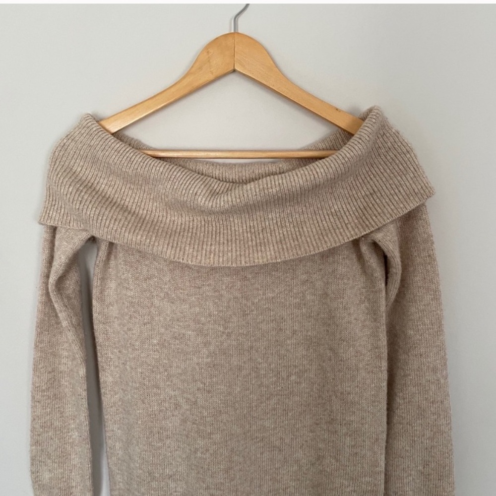 Tularosa Dreamin Off The Shoulder Mini Sweater Dress Tan Size Small - Picture 7 of 8